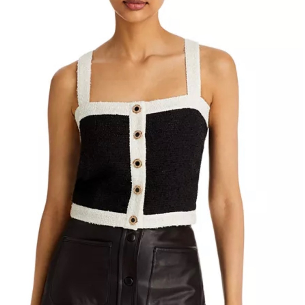 NWOT AQUA TWEED BUTTON TANK